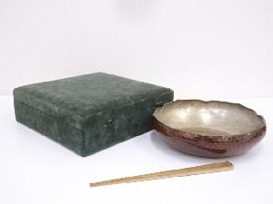 古物　廣喜堂造　銅打出輪花菓子器